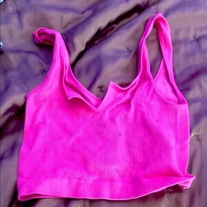 Vibrant Pink Ribbed Women's Top